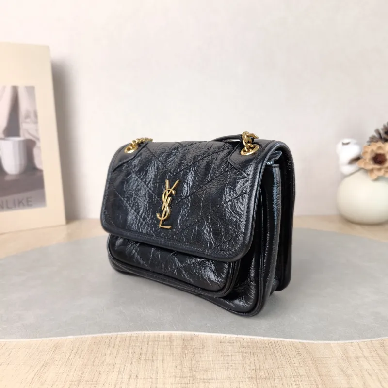 SAINT LAURENT Crossbody Bag Niki Black Waxed Leather Calfskin Mini 18 × 5 × 12.5 cm — cover view 4 of 6
