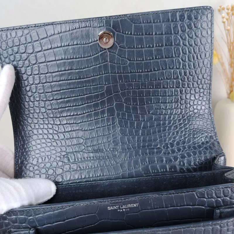 SAINT LAURENT Crossbody Bag SUNSET Grey Calfskin Medium 22 × 6.5 × 16 cm — detail view 11 of 13