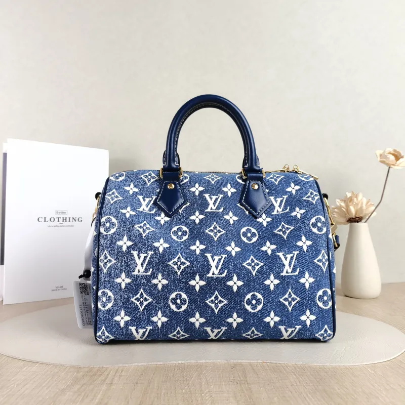 Louis Vuitton Crossbody Bag Speedy25 Blue Medium 25 × 15 × 19 cm