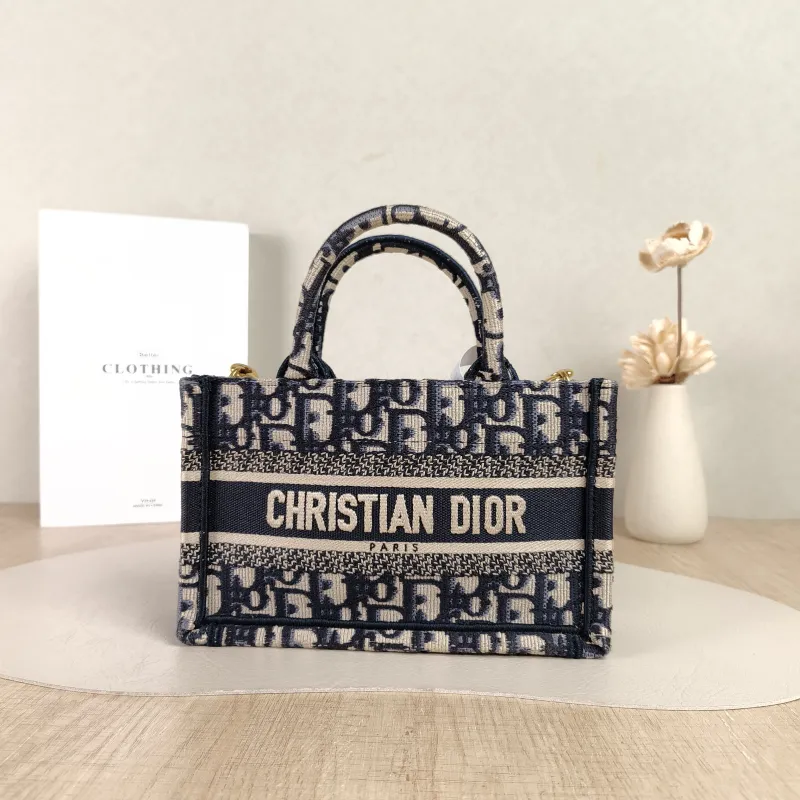 DIOR Shoulder Bag Book Tote Shoulder Strap Edition Blue Canvasmini21.5 × 7.5 × 13 cm