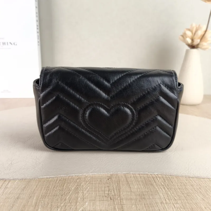 GUCCI Crossbody Bag GG Marmont Mini Marmont Mini Black Calfskin Mini 16.5 × 4.5 × 9.5 cm — cover view 4 of 5