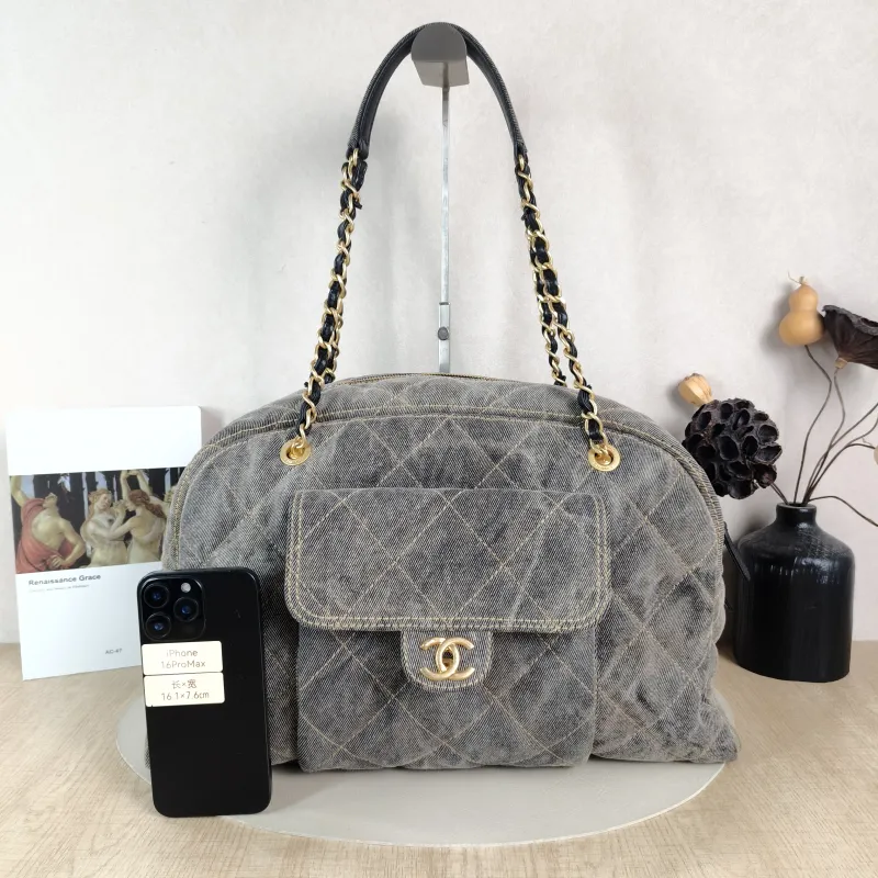 Chanel Crossbody Bag Bowling Bag Grey One Size 43 × 15 × 27 cm — cover view 2 of 5