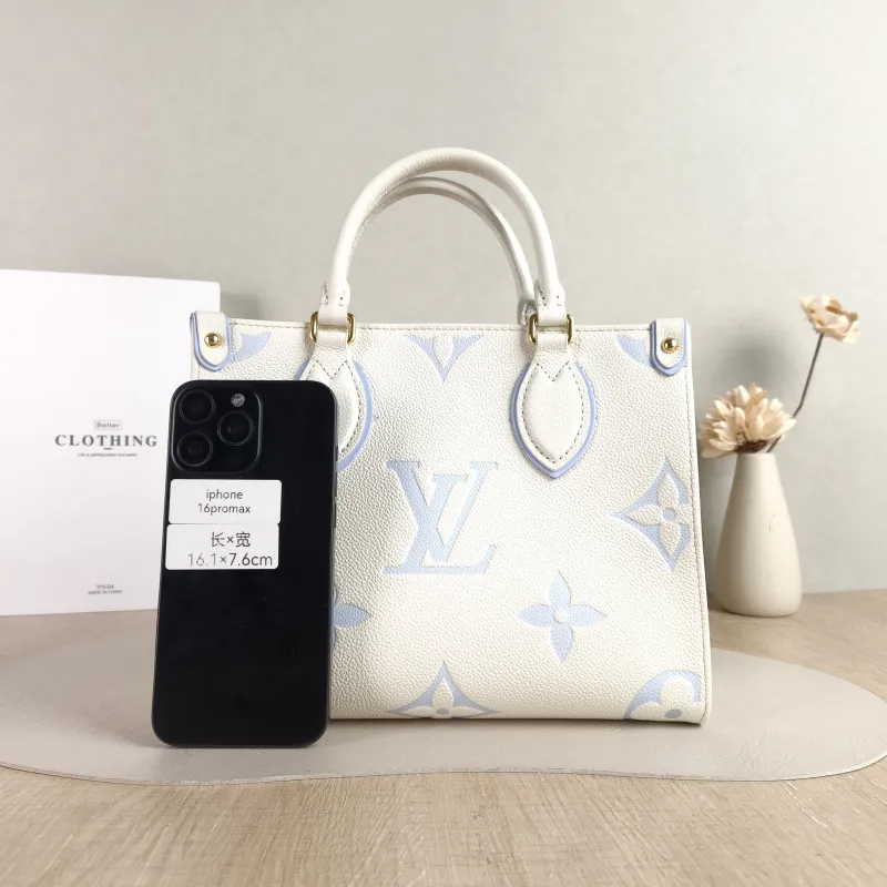 Louis Vuitton Shoulder Bag Onthego White · Blue Monogram Empreinte Embossed Calfskin Small 25 × 11.5 × 19 cm — cover view 4 of 5
