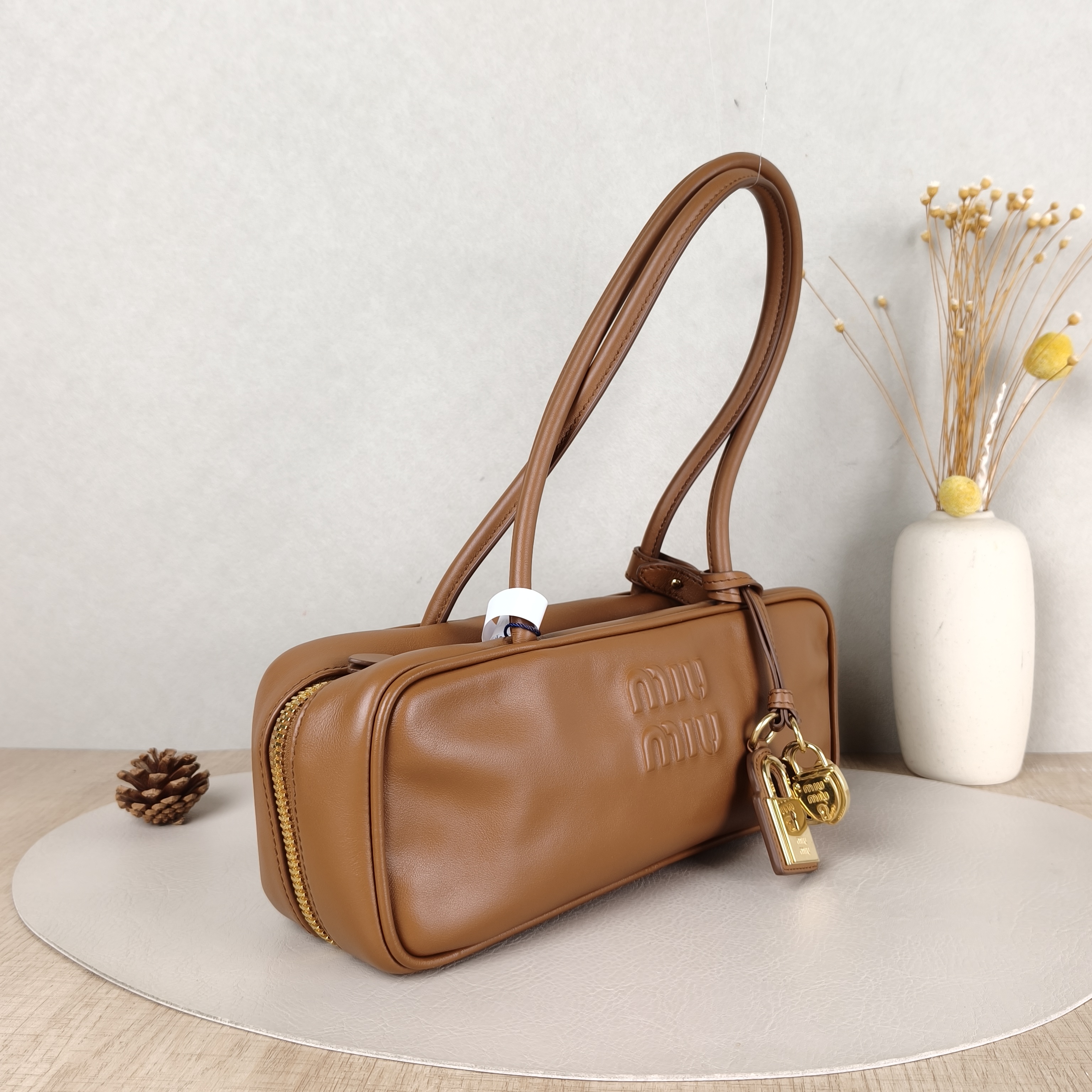 Miumiu Top Handle Bag Beau Caramel Calfskin Small28 × 8 × 11.5 cm — cover view 2 of 5