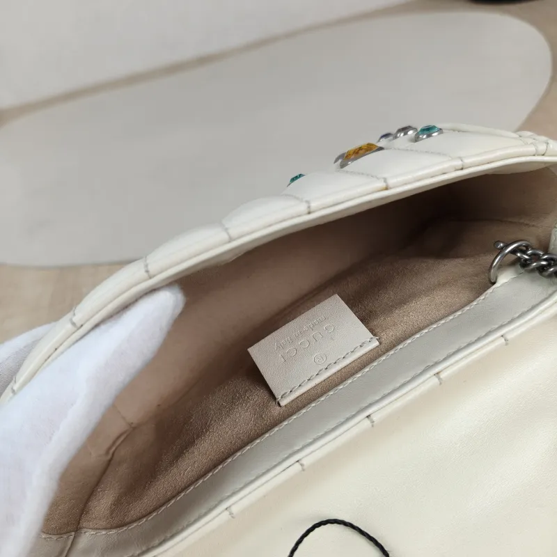 GUCCI Crossbody Bag GG Marmont Mini Marmont Mini White Calfskin Mini 16.5 × 4.5 × 9.5 cm — detail view 5 of 13