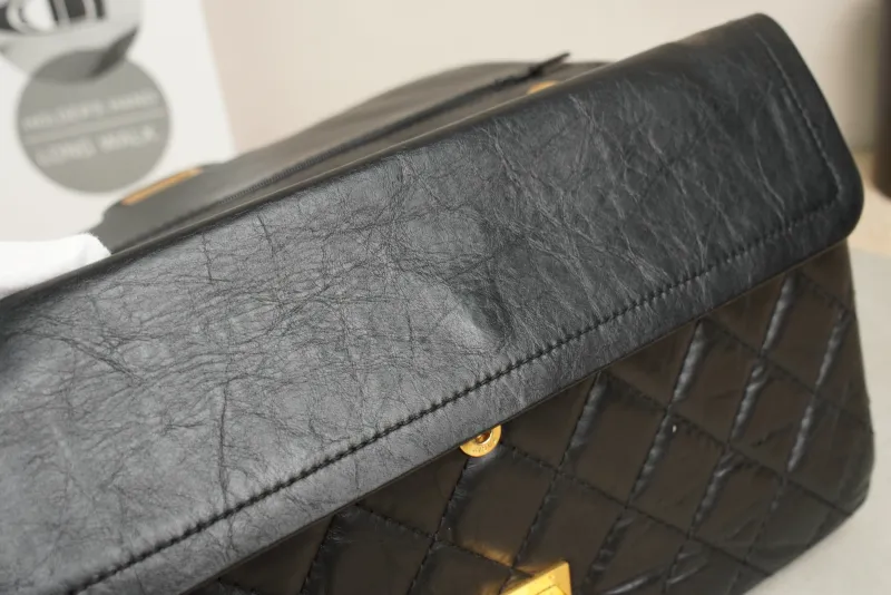 Chanel 2.55 Conditioned Medium Black with Gold-Tone Hardware Calfskin15 · Authenticity Card · 28 × 7.5 × 19.5 cm — detail view 14 of 20