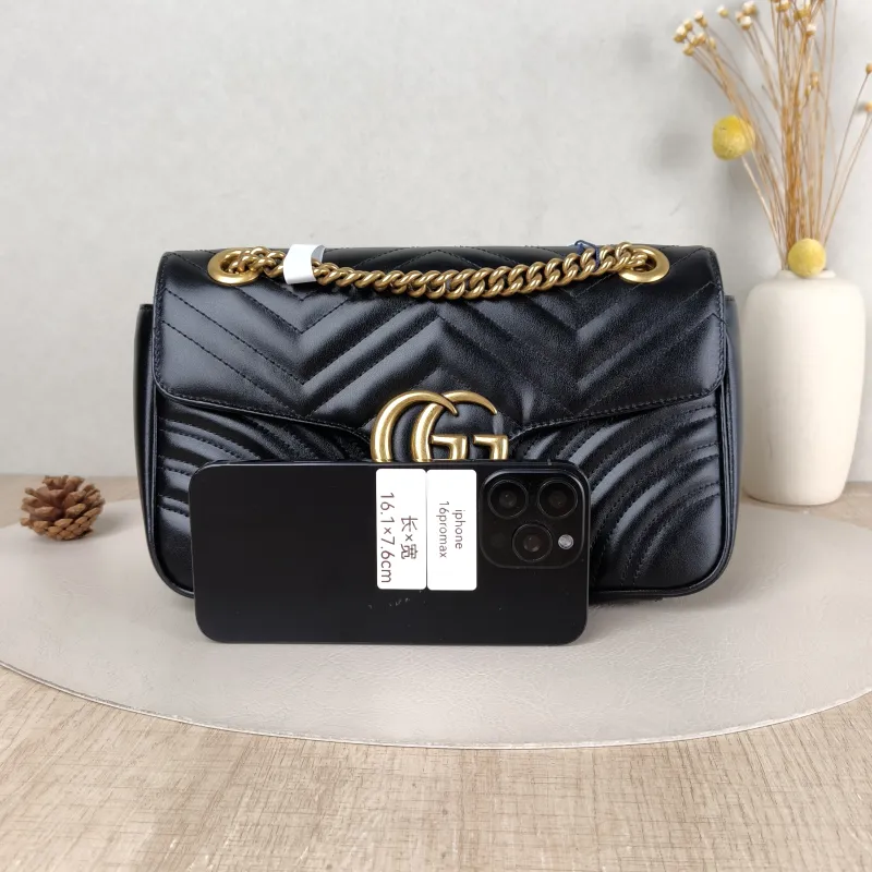 GUCCI Crossbody Bag GG Marmont Medium Marmont 26 Black CC alfskin Medium 26 × 7 × 15 cm — cover view 2 of 5