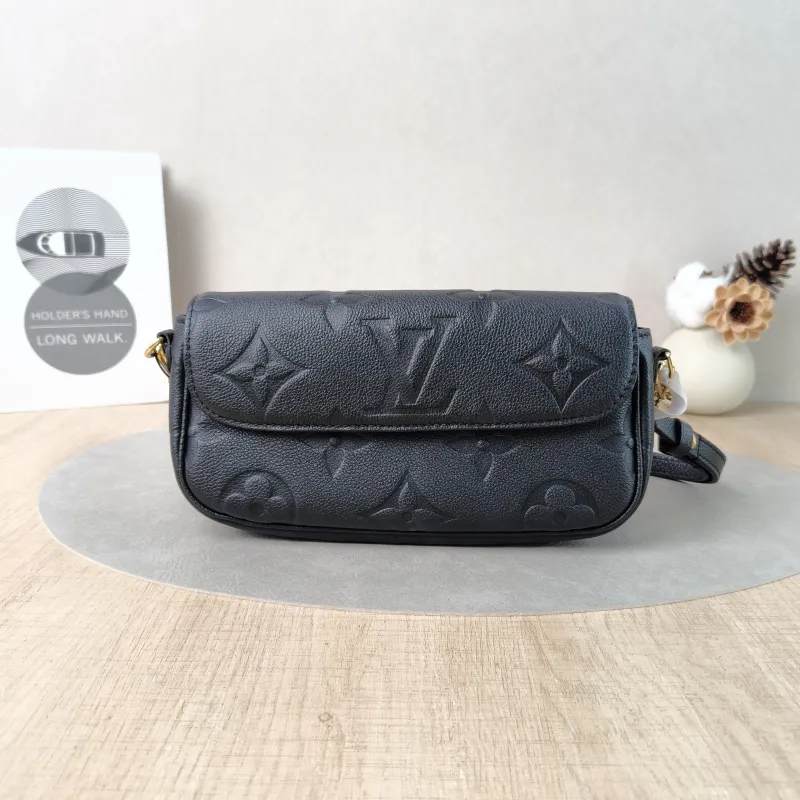 Louis Vuitton Crossbody Bag IVY Black Empreinte Embossed Calfskin Small 23.5 × 4.3 × 12 cm