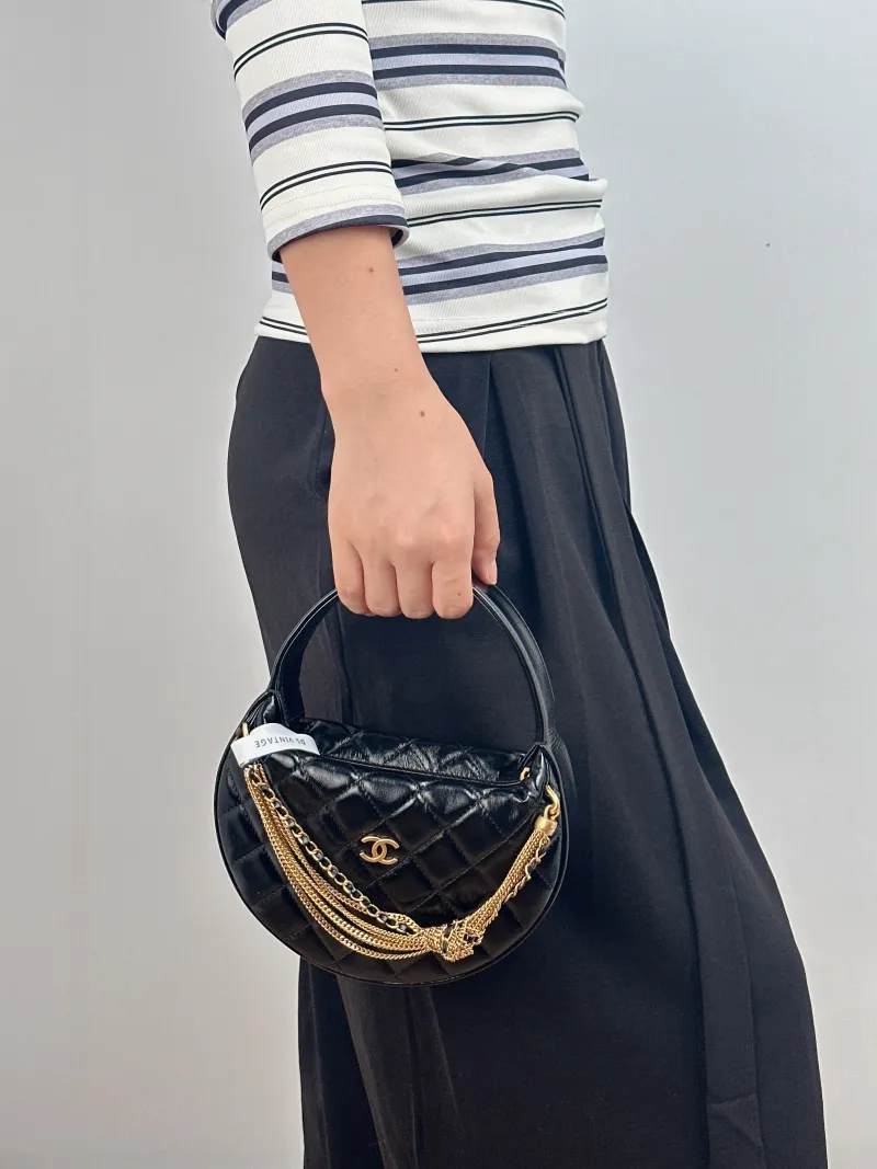 Chanel Top Handle Bag Black Calfskin One Size 19 × 4 × 11 cm — on-model view 2 of 2
