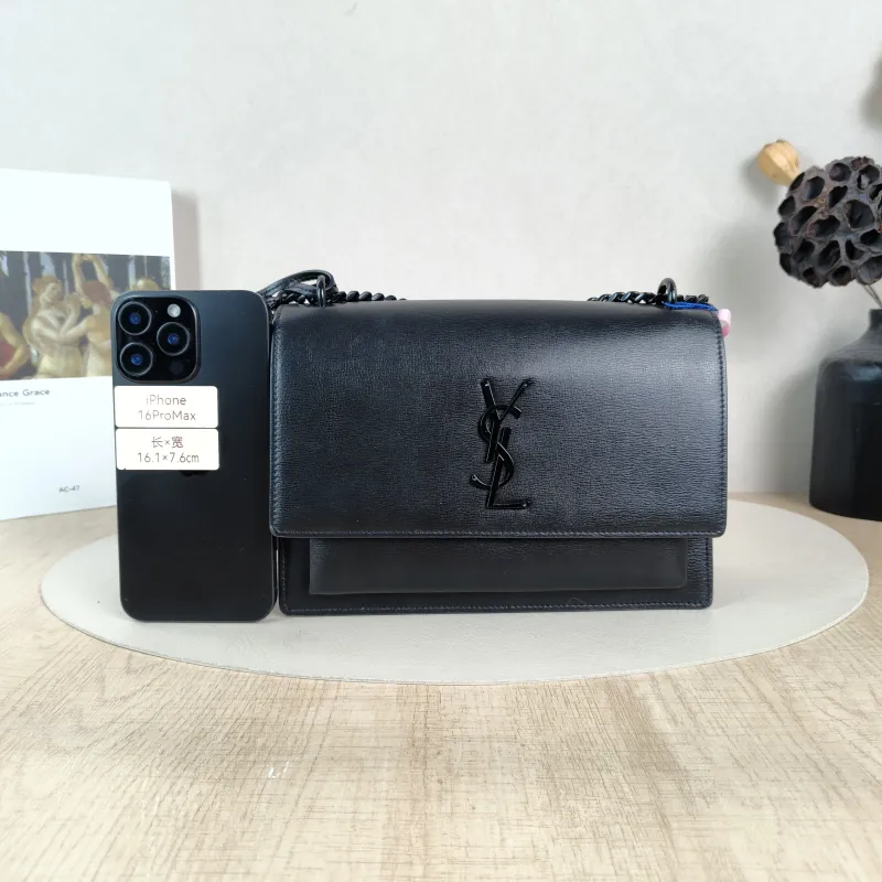 SAINT LAURENT Crossbody Bag SUNSET Black Calfskin Medium22 × 6.5 × 16 cm — cover view 5 of 6