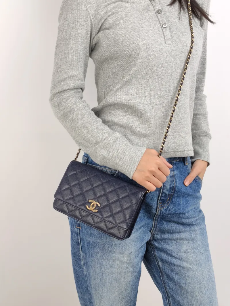 Chanel Crossbody Bag Classic Flap WOC CF WOCWOC Bag c Grained Calfskin One Size 19.2 × 3.5 × 12.3 cm — on-model view 2 of 2