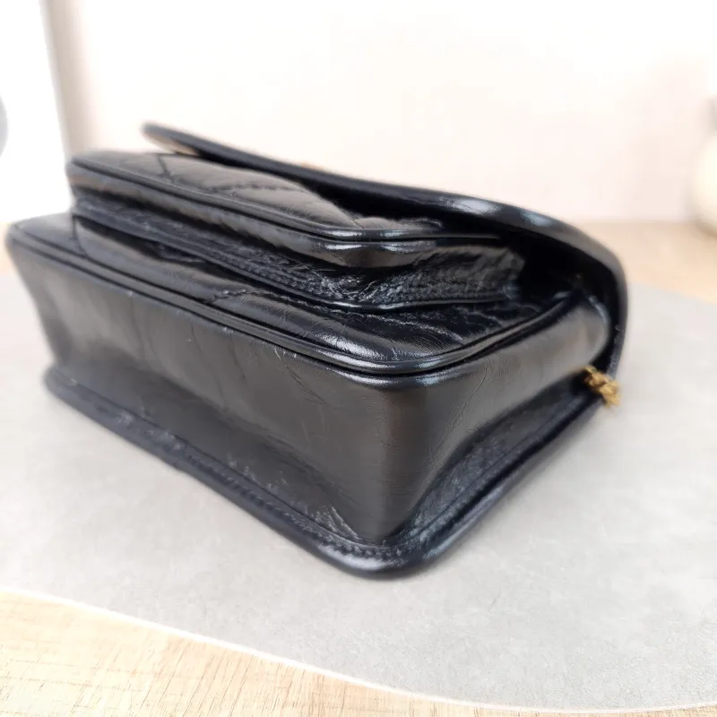SAINT LAURENT Crossbody Bag Niki Black Waxed Leather Calfskin Mini 18 × 5 × 12.5 cm — detail view 5 of 10