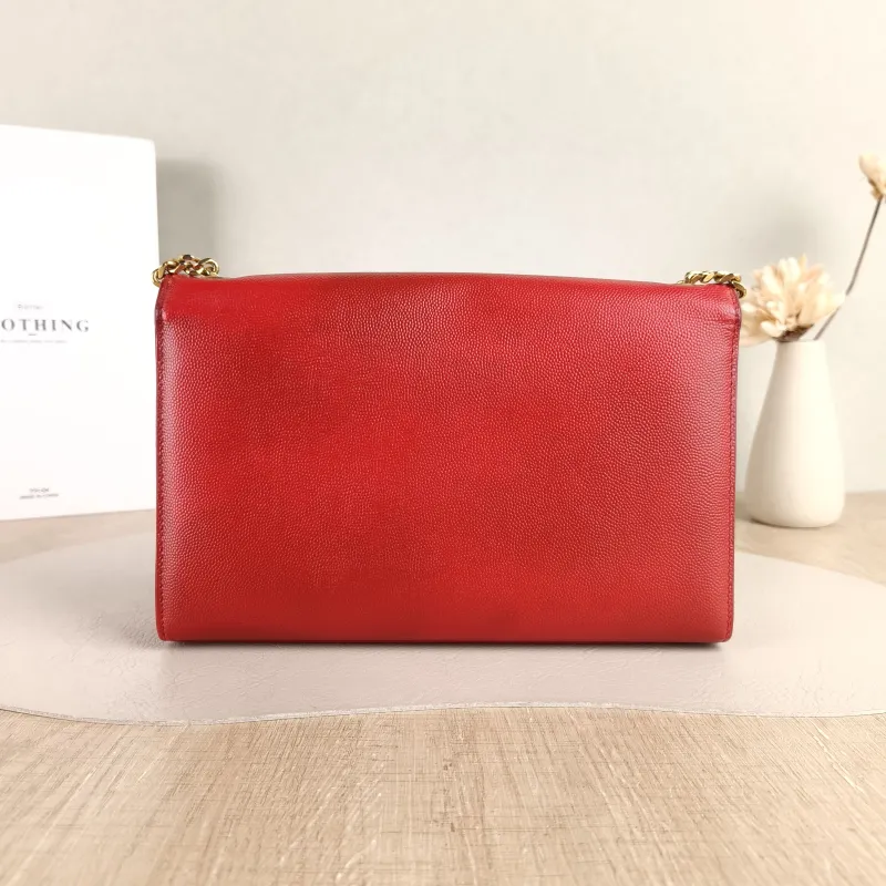 SAINT LAURENT Crossbody Bag KATE Red Calfskin Medium 24 × 5.5 × 14.5 cm Conditioned — cover view 4 of 5
