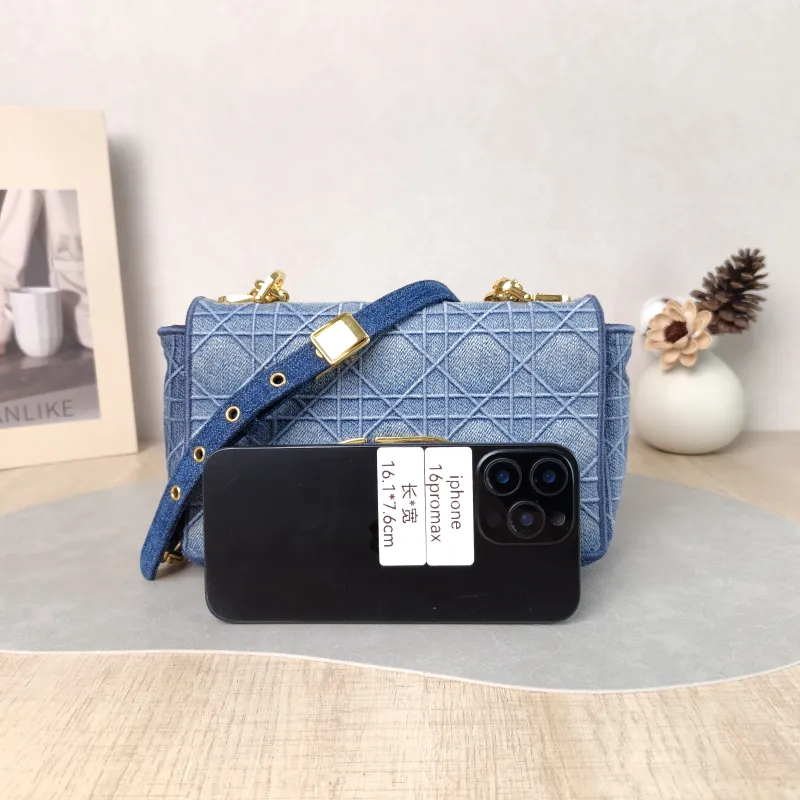 DIOR Crossbody Bag Caro Chain Bag Blue Small 20 × 7 × 13.5 cm — cover view 4 of 5