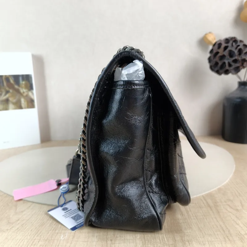 SAINT LAURENT Crossbody Bag Niki Black Waxed Leather Calfskin Medium 28 × 8.5 × 20 cm — detail view 5 of 13