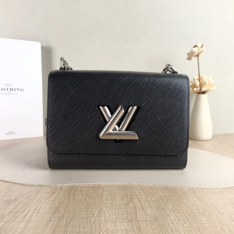Louis Vuitton Crossbody Bag Twist Black Epi Embossed Calfskin Medium 23 × 9.5 × 17 cm