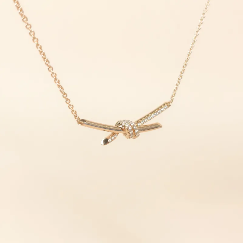 Tiffany&Co. Necklace Knot Collection Necklace Rose Gold Diamond18KR ose Gold Large 42cm — cover view 10 of 10