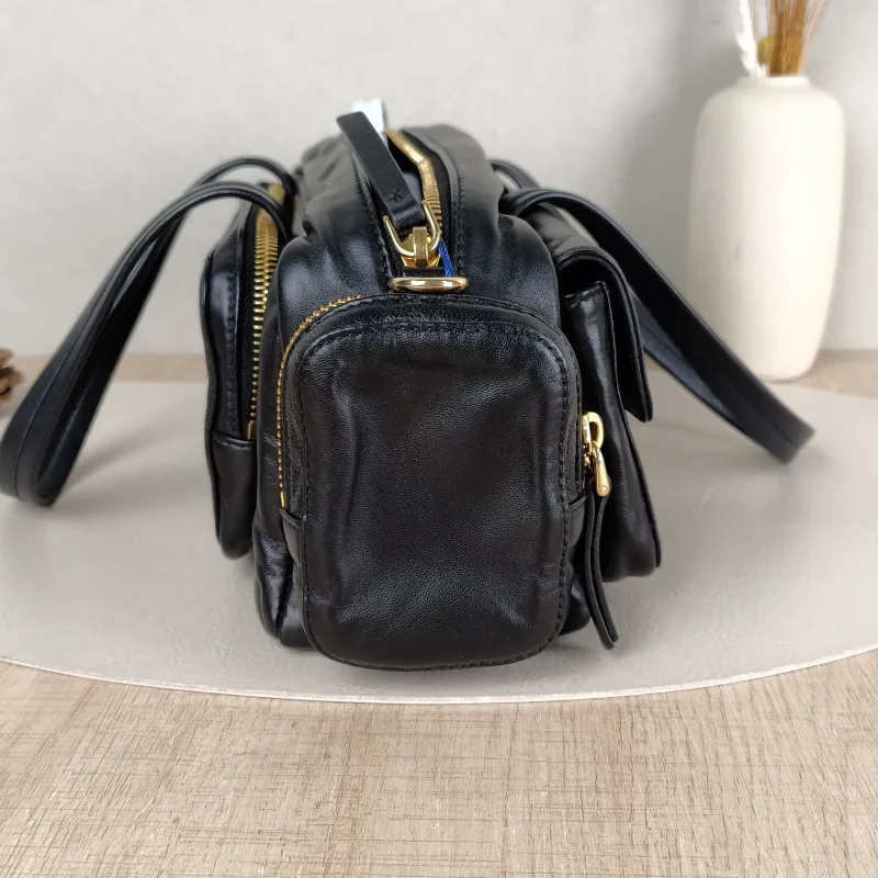 Miumiu Top Handle Bag Pocket Top Handle Bag Black Lambskin 32 × 12 × 13 cm — detail view 10 of 15