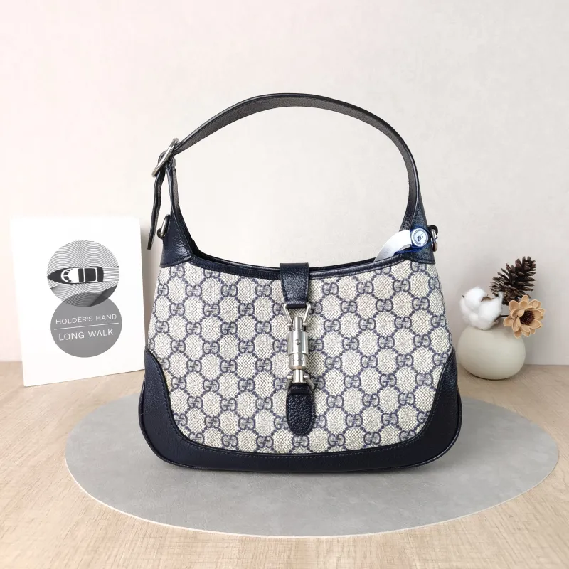 GUCCI Crossbody Bag Jackie 1961Collection Blue PVC Medium27.5 × 4 × 19 cm