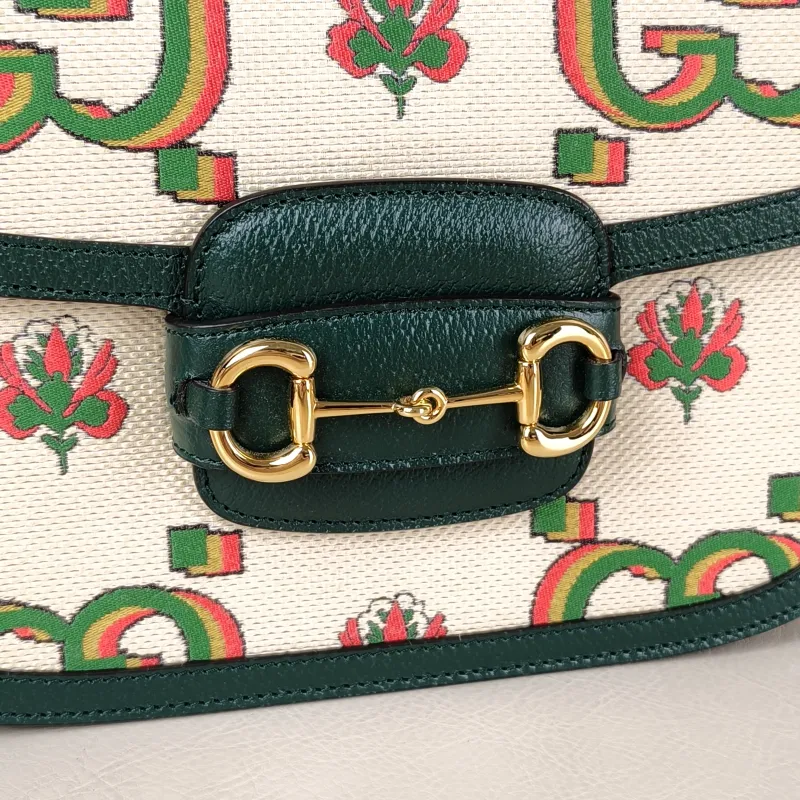 GUCCI Crossbody Bag Horsebit 1955 Horsebit Medium Colorblock Canvas Medium 25 × 8 × 18 cm — detail view 12 of 12