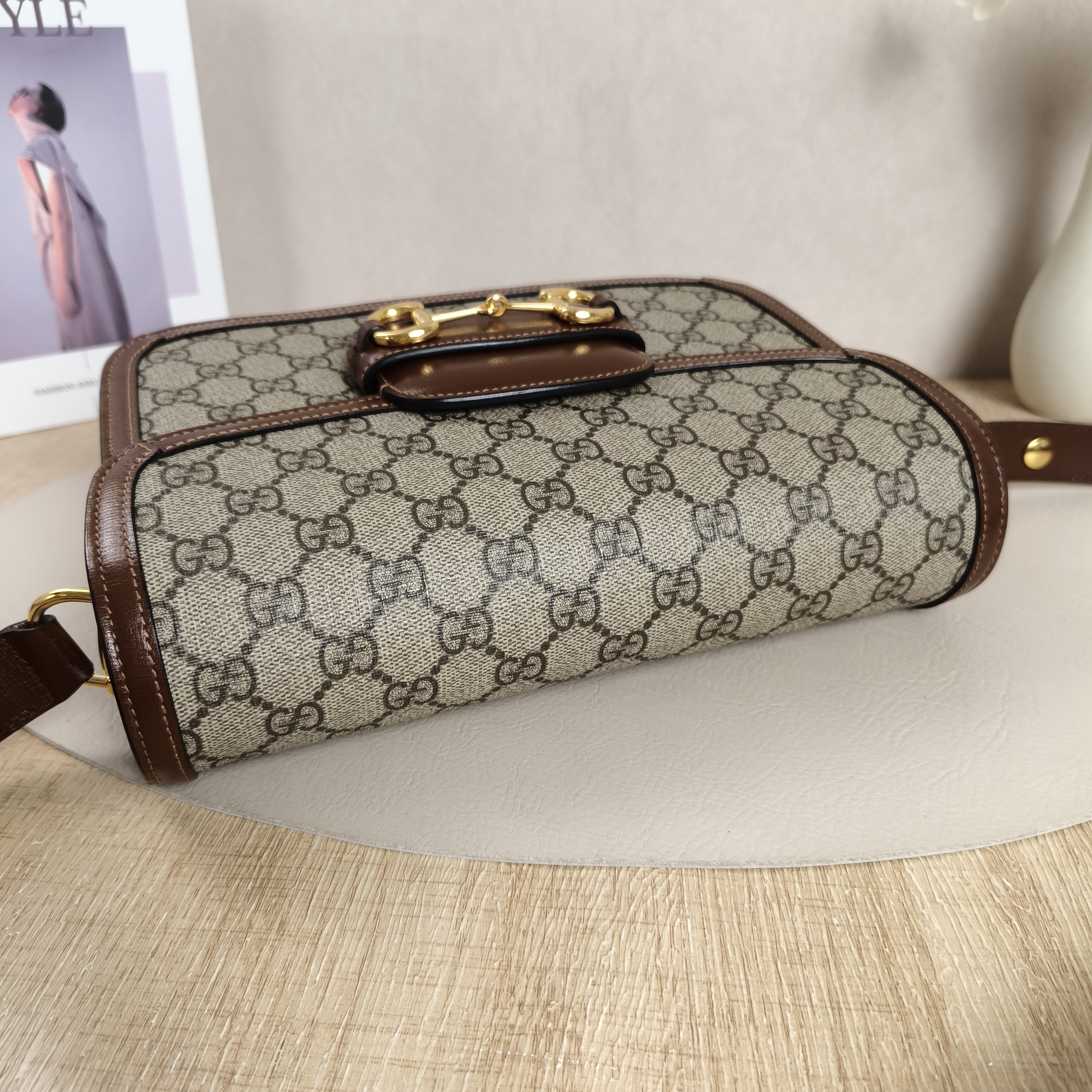 GUCCI Shoulder Bag Horsebit 1955 Horsebit Medium Monogram PVC Medium25 × 8 × 18 cm — cover view 3 of 10