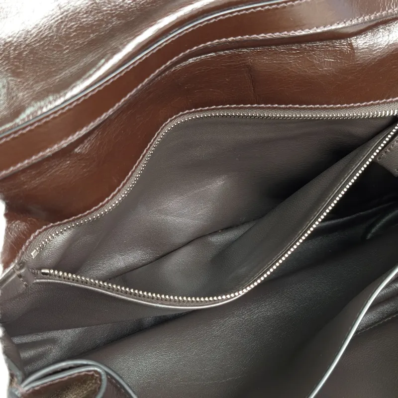 PRADA Top Handle Bag Tote Bag Brown Waxed Leather One Size 31.5 × 11 × 17 cm — detail view 10 of 13