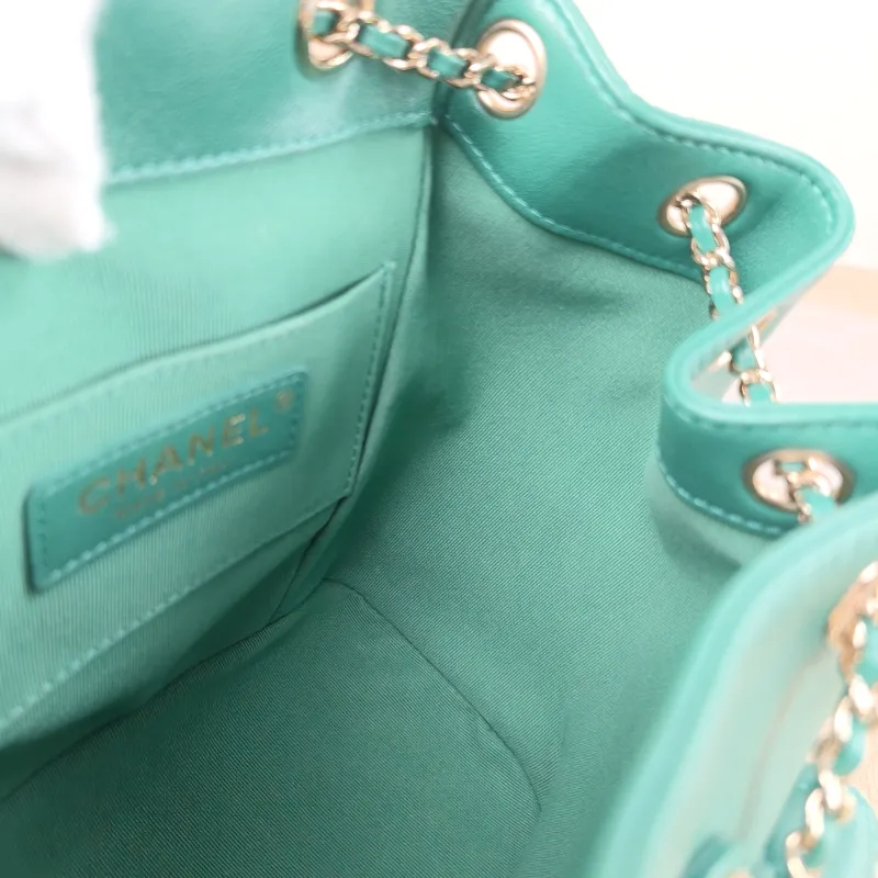 Chanel Backpack Duma Green Lambskin Small 18 × 12 × 18.5 cm — detail view 10 of 13