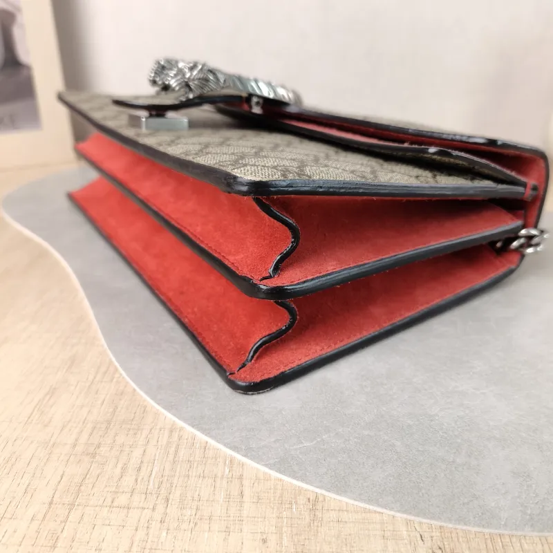 GUCCI Crossbody Bag Dionysus Red PVC Medium 28 × 9 × 17 cm — detail view 11 of 13