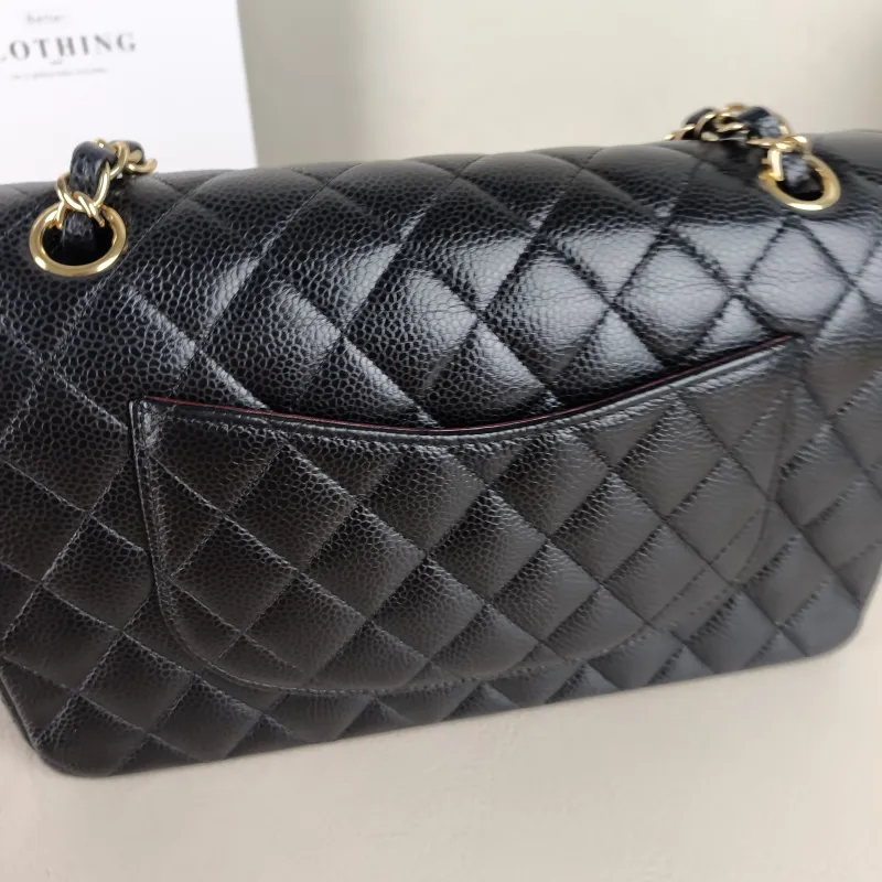 Chanel Crossbody Bag Classic Flap CF Black Grained Calfskin Medium 25.5 × 6.5 × 15.5 cm — detail view 5 of 14