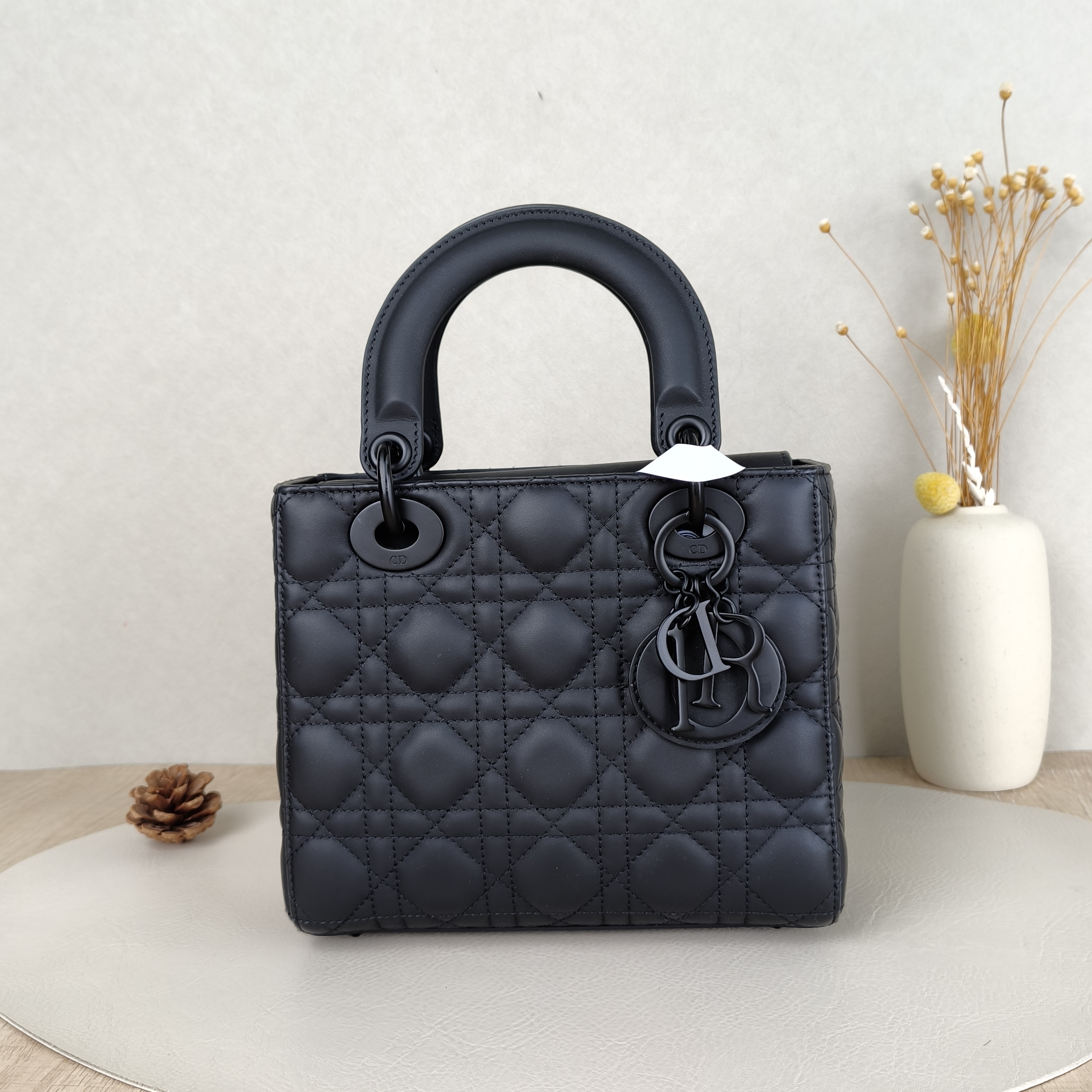 DIOR Top Handle Bag Lady Lady Dior Bag Black SL ambskin Small20 × 8 × 18 cm