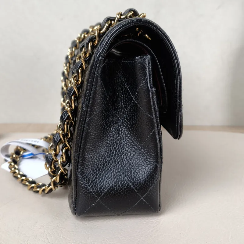Chanel Crossbody Bag Classic Flap CF Black Grained Calfskin Small 23 × 6 × 14.5 cm — detail view 9 of 11