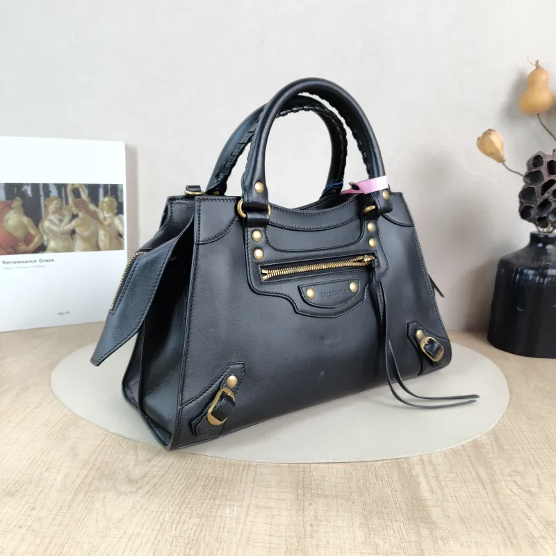 BALENCIAGA Crossbody Bag Neo Classic Black with Gold-Tone Hardware Calfskin Small 33 × 15.5 × 21 cm — cover view 5 of 6