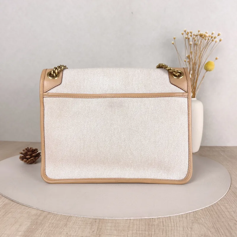SAINT LAURENT Crossbody Bag Niki D Beige Brown Canvas Medium 28 × 8.5 × 20 cm — cover view 2 of 5