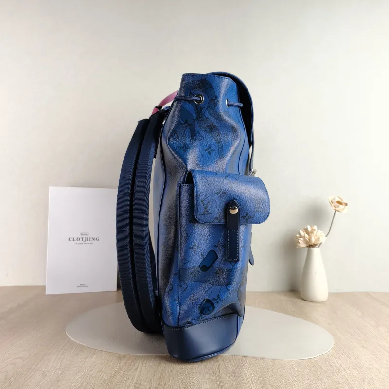 Louis Vuitton Backpack Christophe Backpack Blue PVC 33 × 12 × 44 cm — detail view 1 of 12