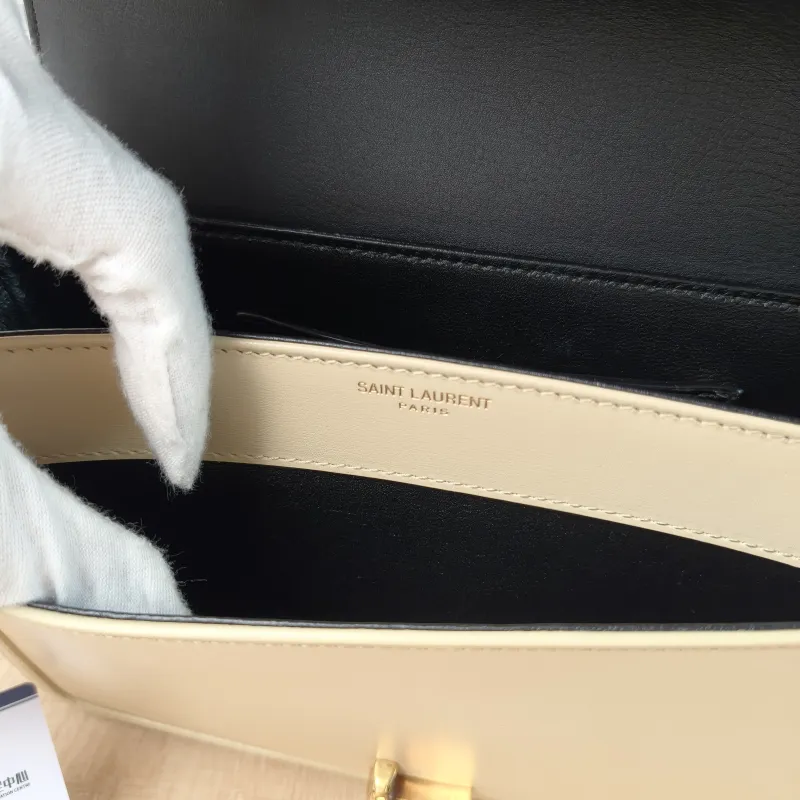 SAINT LAURENT Crossbody Bag Solferino Box Shoulder Bag Beige Black Calfskin Medium 23 × 16 × 7 cm — detail view 10 of 12