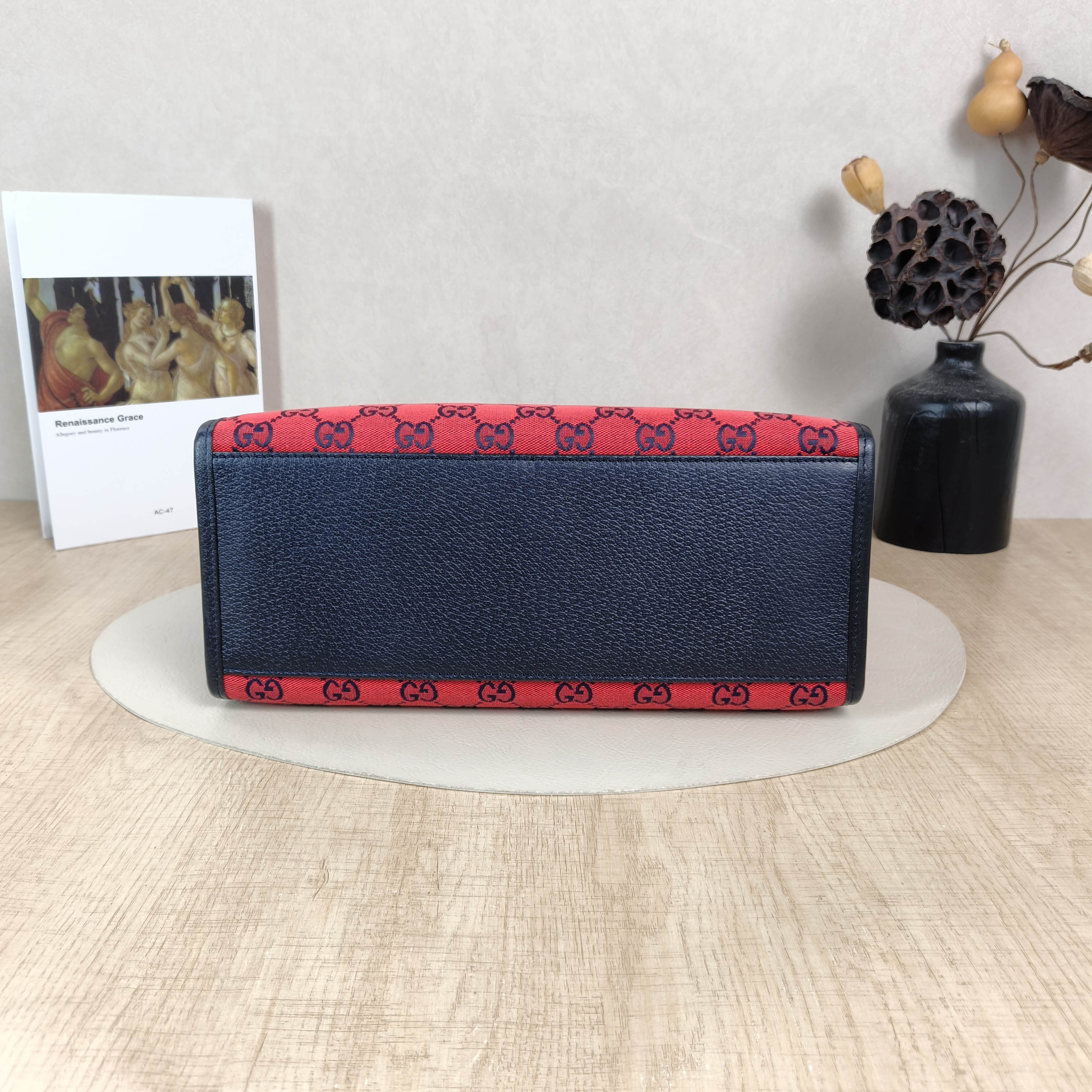 GUCCI Shoulder Bag Tote Bag Navy Red Canvas Small31 × 14 × 26.5 cm — cover view 4 of 6