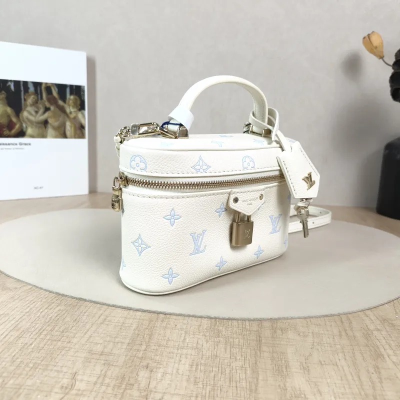 Louis Vuitton Shoulder Bag VANITY POUCH Cosmetic Bag White · Blue Calfskin One Size19 × 6.5 × 11.5 cm — cover view 4 of 6
