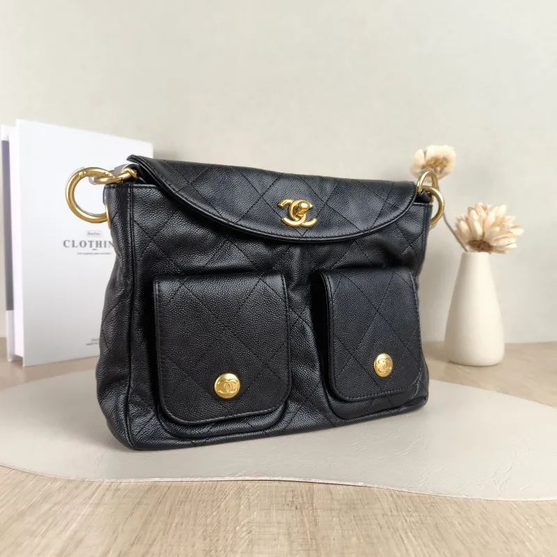 Chanel Shoulder Bag 25p hobo Black Grained Calfskin Small 24 × 5 × 19 cm — cover view 3 of 5