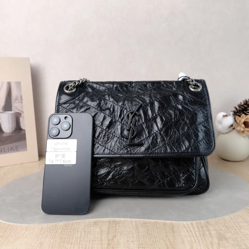 SAINT LAURENT Crossbody Bag Niki D Waxed Leather Calfskin Medium 28 × 8.5 × 20 cm — cover view 3 of 5