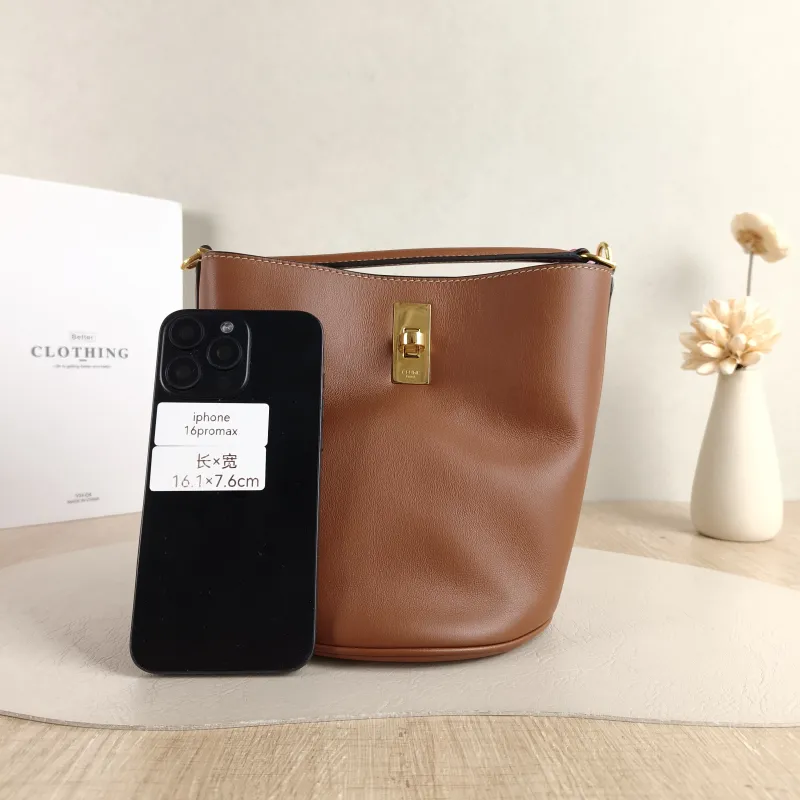 CELINE Crossbody Bag Teen Bucket 16 Bucket Bag Caramel Calfskin Small 16 × 16 × 18 cm — cover view 2 of 5
