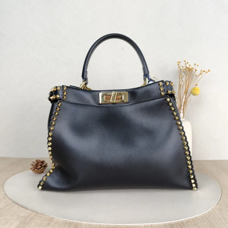 FENDI Crossbody Bagpeekaboo lconic Crossbody Bag Black Calfskin Medium33.5 × 13 × 25.5 cm — cover view 2 of 5