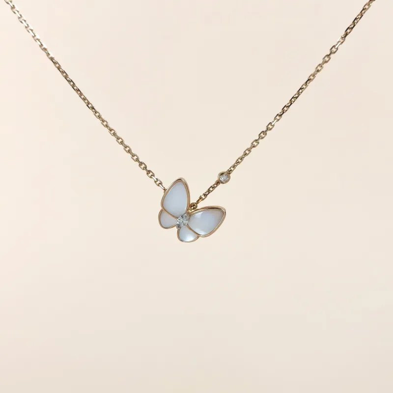 Van Cleef & Arpels Necklace Two Butterfly Necklace Pearl · White Mother-of-Pearl18KW hite Gold Diamond18KR ose Gold One Size41cm