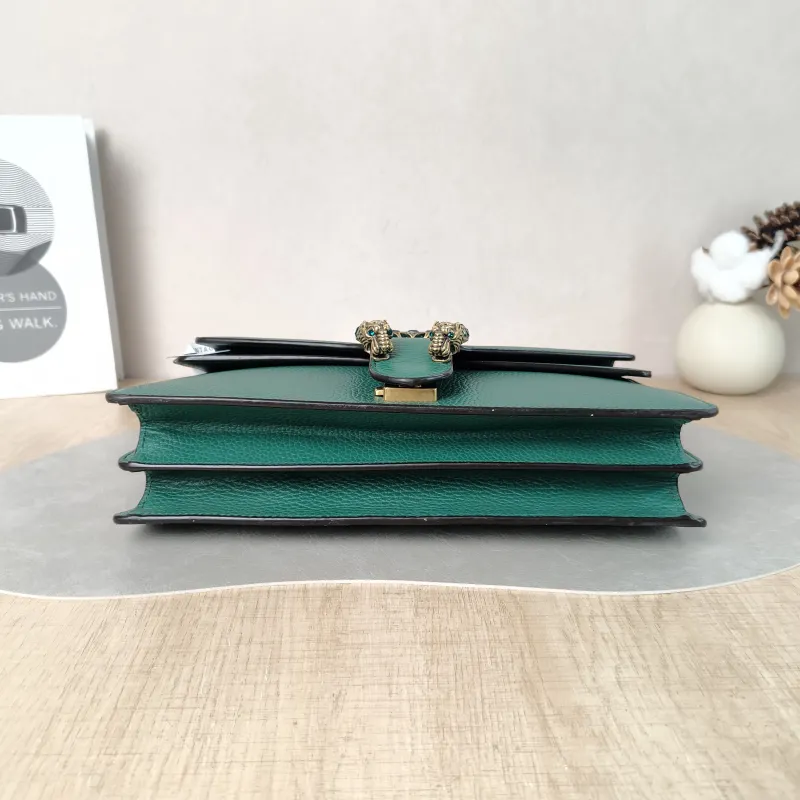GUCCI Crossbody Bag Dionysus Green Calfskin Medium 28 × 9 × 17 cm — cover view 3 of 5