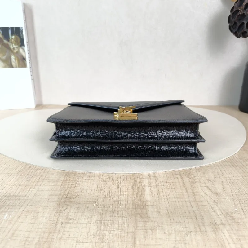 SAINT LAURENT Crossbody Bag Cassandra Black Grained Calfskin Medium 22 × 5.5 × 16.5 cm — cover view 5 of 5