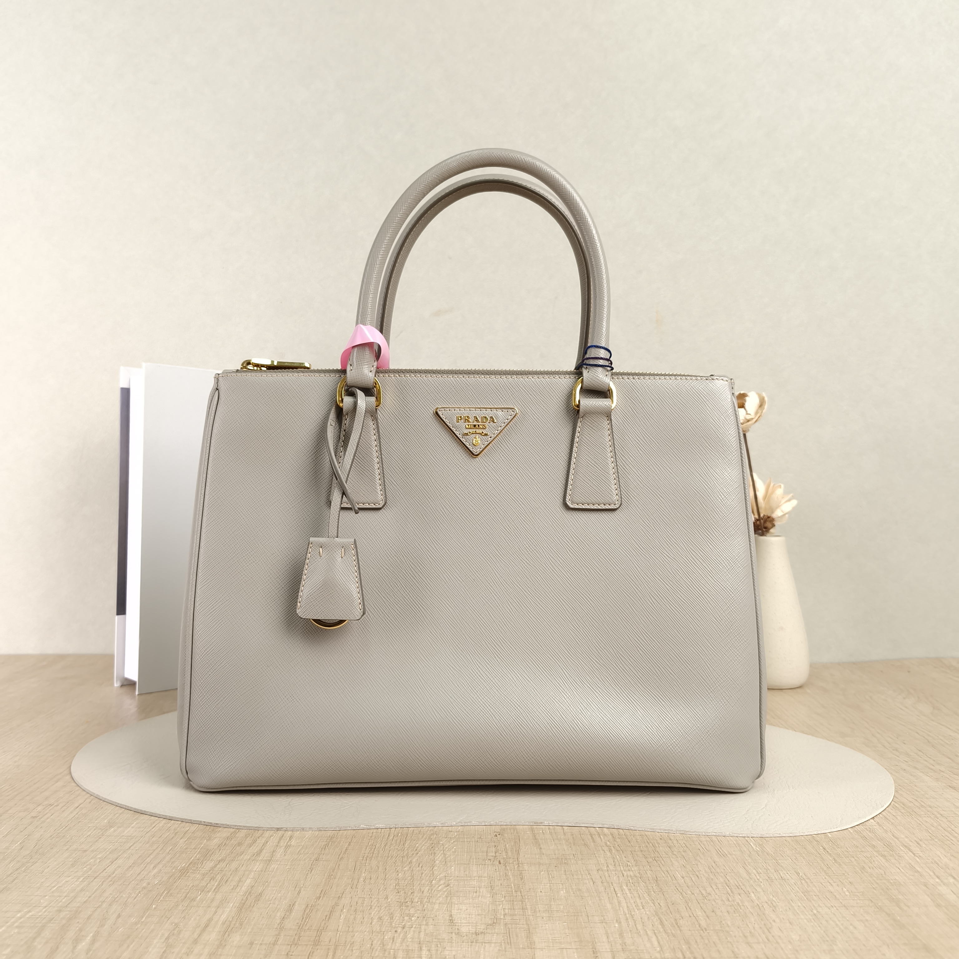 PRADA Top Handle Bag Galleria Galleria Bag Edition Grey Calfskin Medium33 × 14 × 24 cm