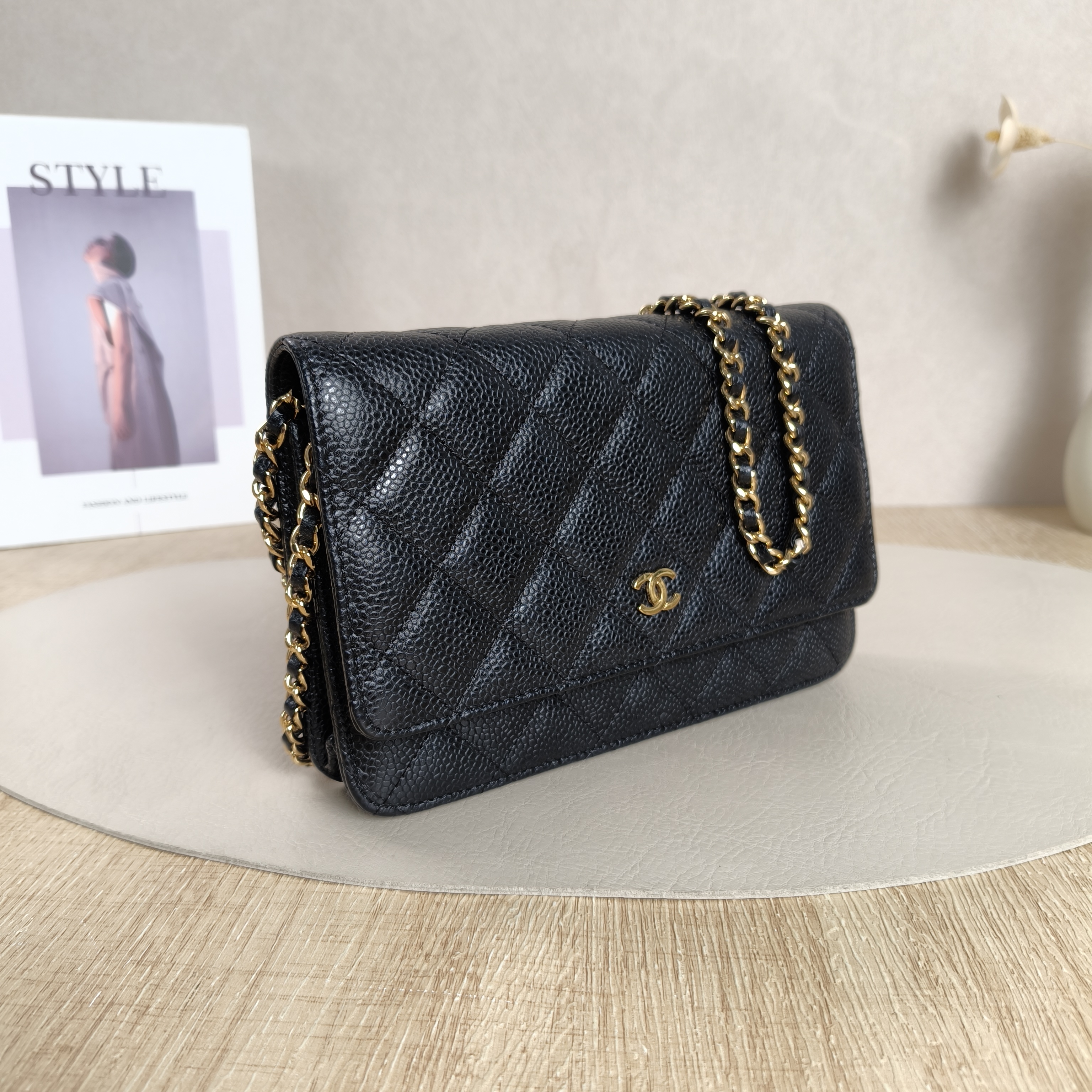 Chanel Crossbody Bag Classic Flap WOC CF WOCWOC Bag Black Grained Calfskinmini19.2 × 3.5 × 12.3 cm — cover view 8 of 10