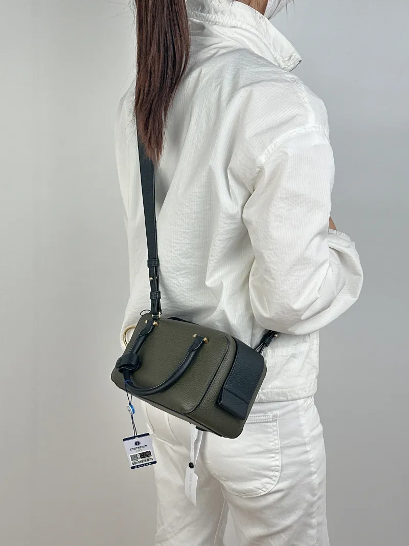 DELVAUX Top Handle Bag Cool Box Box Shoulder Bag Colorblock Calfskinmini21 × 11 × 13 cm — on-model view 2 of 3