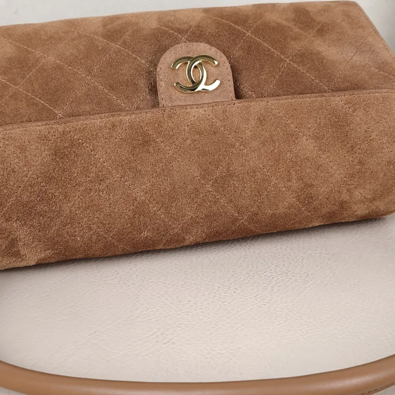 Chanel Shoulder Bag Baguette Bag Brown Suede One Size 23 × 11 × 11 cm — detail view 11 of 12