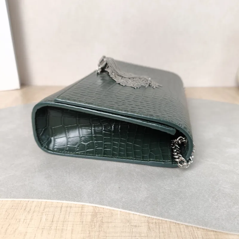 SAINT LAURENT Crossbody Bag KATE Edition Green Calfskin Medium 24 × 5.5 × 14.5 cm — detail view 1 of 12
