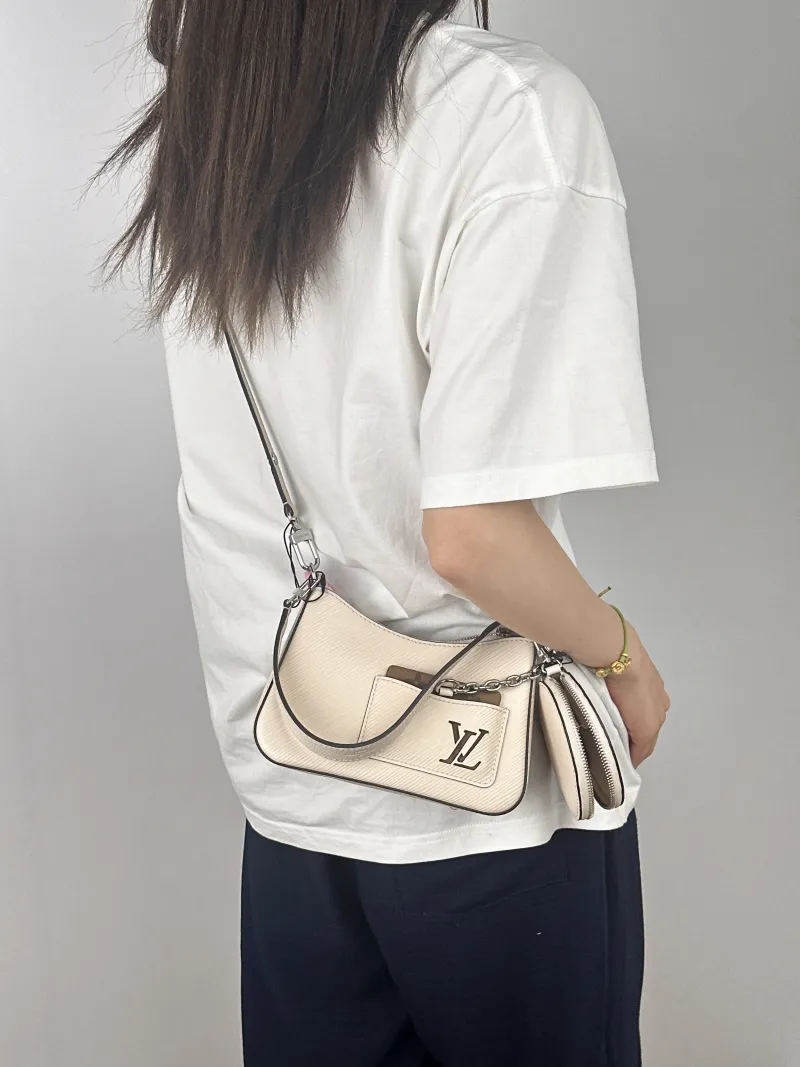 Louis Vuitton Shoulder Bag MARELLINI White Epi Embossed Calfskinmini19 × 6.5 × 13.5 cm — on-model view 2 of 3